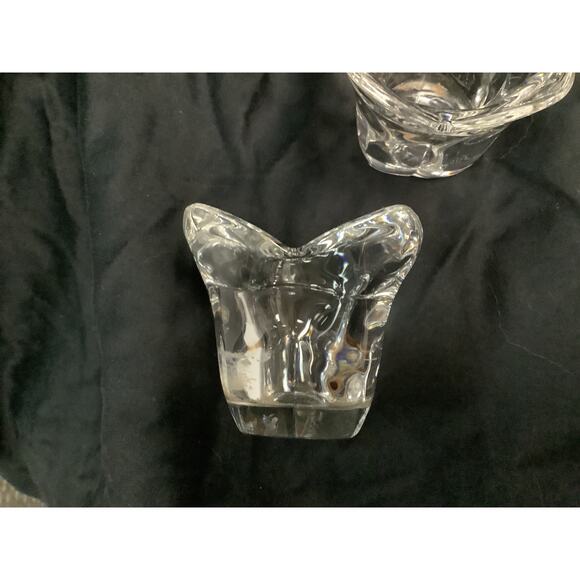 Pair of Orrefors Crystal Lotus Taper Candle Holders - Tulip Candlesticks - Picture 3 of 4